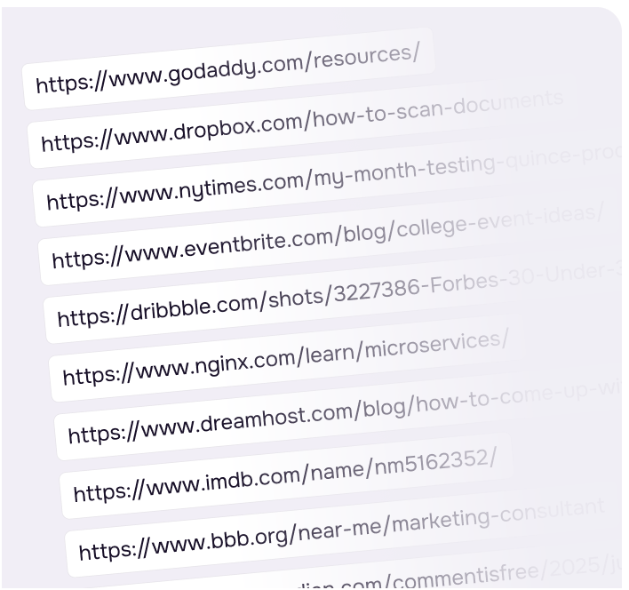 Collect websites