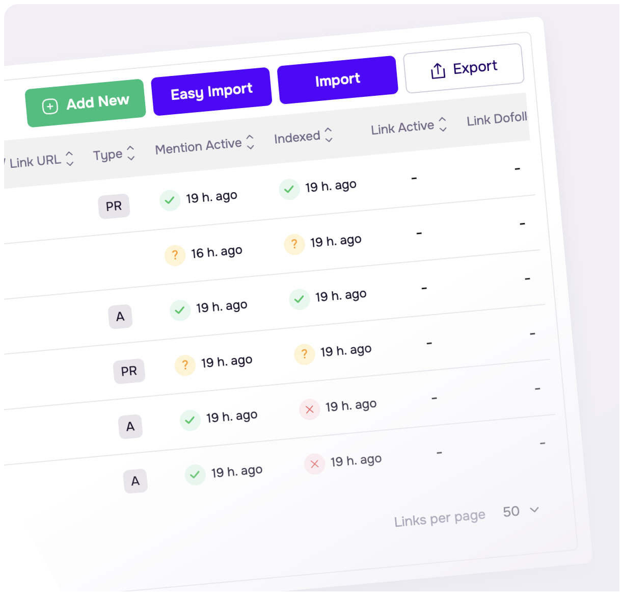 Page indexing status